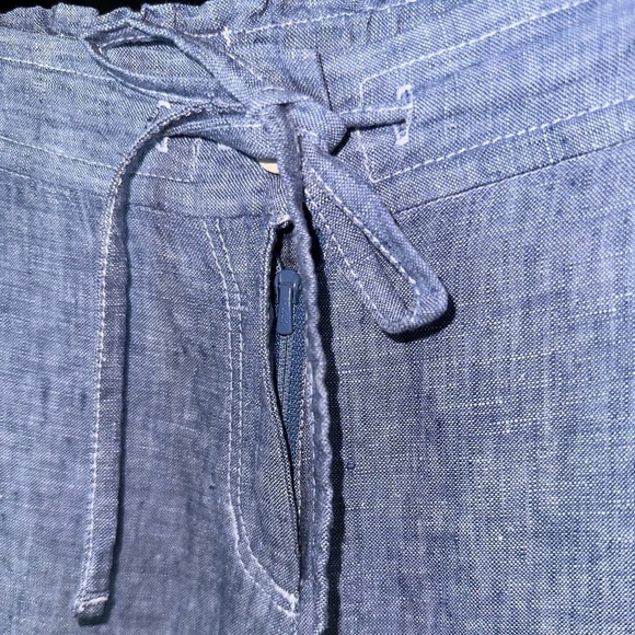 Tommy Bahama Blue 100% Linen Chambray Coconut Shell Button Breathable Pants S/P - Picture 6 of 14
